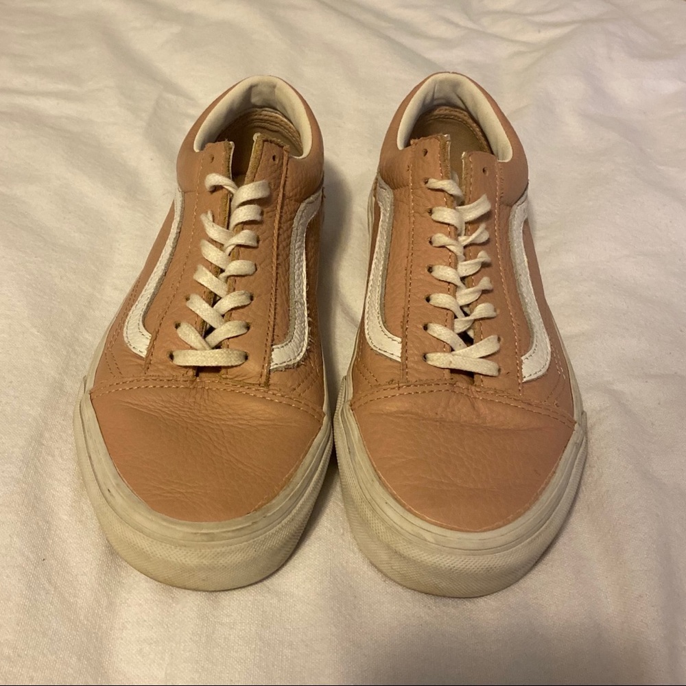 Neutral Pink Leather Vans